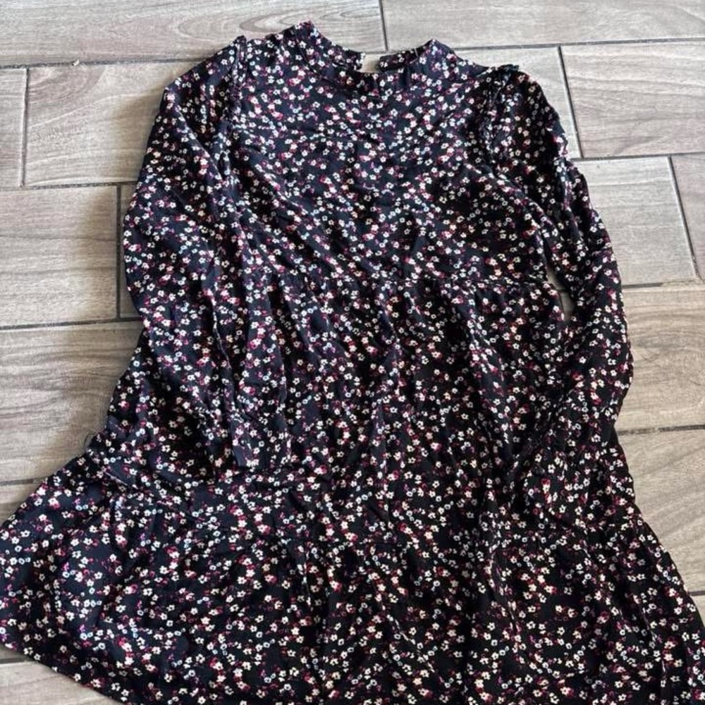 Art Class Floral Kids Dress - Black and Pink